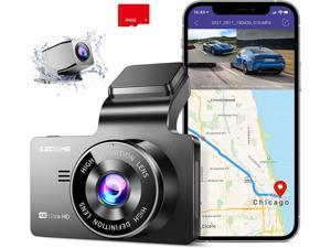 AZDOME 4K Dash Cam with 64G SD Card, Built-in GPS/WiFi Dual Dash Cam for Car, 3" UHD Display Car Camera - Dash Cam Front and Rear with Sony Sensor, 170° FOV, WDR, Night Vision, Parking Monitor
