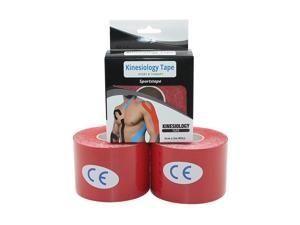 COMOmed Kinesiology Tape Water Resistant Uncut Sports Tape - 2 in x 16.5 ft - Professional Kinesiology Therapeutic Sports Tape,Red, Latex Free 2Rolls