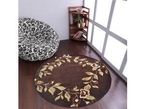 Rugsotic Carpets Hand Tufted Wool 8'x8' Round Area Rug Floral Brown K00518 