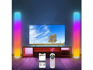 2-Pack RGB Corner Floor Lamp with Remote and Bluetooth APP Control,Music Sync Dimmable LED Modern Corner Lamps with Power Adapter for Living Room, Bedroom, Gaming Room