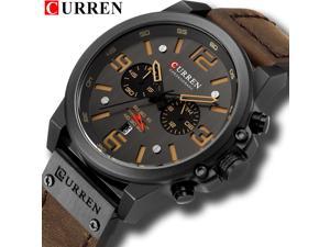 CURREN Mens Watches Top Luxury Brand Waterproof Sport Wrist Watch Chronograph Quartz Military Genuine Leather