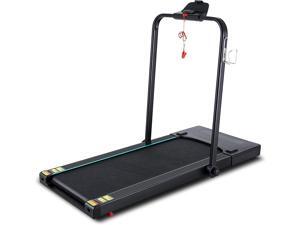 Under Desk Treadmill 17'' Treadmill Folding Electric Treadmill for Home/Office 2-in-1 Walking Running Machine with Remote Control Installation-Free Space Saving