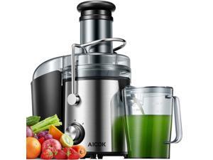 AICOK Juicer Machines 1000 W Juicer Extractor Whole Fruit and Vegetables Easy to Clean, Dual Speed Juicer with Higher Juice and Nutrition Yield, Anti-Drip Function, Stainless Steel, Silver(120V  60Hz)