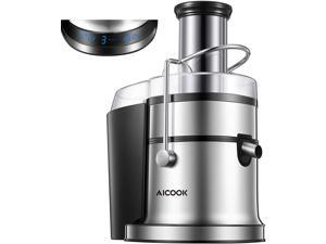 Juicer with LCD Display, AICOOK 800W Juice Extractor with 5 Settings, Wide Mouth 3", Silver Juicer with LCD Display, AICOOK 800W Juice Extractor with 5 Settings, Wide Mouth 3", Silver