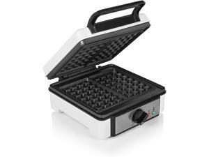 Waffle Maker Iron, 1200W Non-Stick Easy to Clean Belgian Waffle Machine with Browning Control, Mess-Free Moat, Indicator Lights, Non-Scald Phenolic Plastic Housing, Easy to Store Compact Design