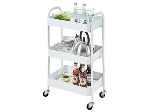 Three-Layer Storage Trolley With Wheel Buckle, Lockable Wheels, Suitable For Home Office Kitchen