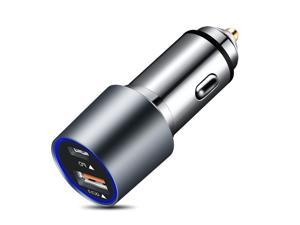 Portable Car Charger, USB QC3.0 PD Dual Fast Charger, Full Aluminum Alloy Shell, Durable and Fast Heat Dissipation