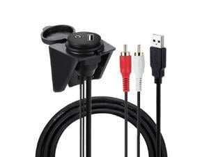 Waterproof USB 2.0 RCA Flush Mount Cable 3 TF USB 3.0+2 RCA to USB+3.5mm Female AUX Extension Cable for Ship Yacht Car