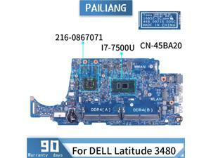 For DELL Latitude 3480 I7-7500U Laptop Motherboard 45BA20 16852-SC 216-0867071 DDR4 Notebook Mainboard