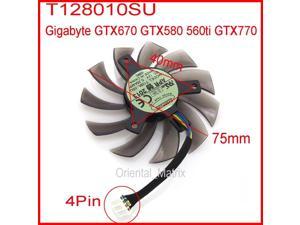 T128010SU 75mm 4Pin 40mm VGA Video Card Fan For Gigabyte GTX670 GTX580 560ti GTX770 Cooling Fan