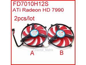 2pcs/lot NTK FD7010H12S 9cm DC 12V 0.35A For ATi Radeon HD 7990 (3 Fan Model) Graphics Card Cooling Fan