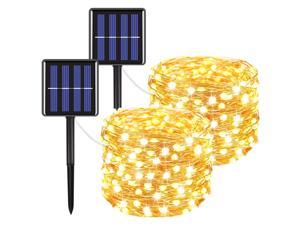 Outdoor Solar String Lights,2 Pack 33 Feet 100 Led Solar Powered Fairy Lights,with 8 Lighting Modes Waterproof Indoor String Lights for Patio Garden Party Holiday Wedding Christmas Decor (Warm White)