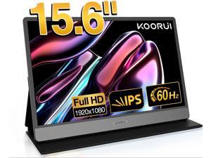 KOORUI 15.6 Inch  IPS Portable Monitor,FHD 1080P 60HZ Second Screen,USB-C HDMI Travel Monitor w/Protective Cover & Dual Speakers, External Monitor for PC Phone Xbox PS4/5 Switch