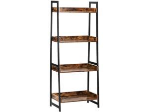 IRONCK Industrial Bookshelf 4-Tier, Bookcase 60" H Ladder Shelf, Storage Shelves Rack Shelf Unit, Accent Furniture Metal Frame, Home Office Furniture for Bathroom, Living Room, Vintage Brown
