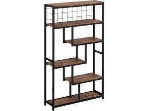 IRONCK Bookshelves and Bookcases 6-Shelf Etagere Bookcase, Industrial Open Display Shelves Geometric Bookcase with Sturdy Metal Frame