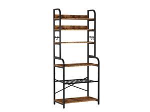 IRONCK Bakers Rack, 6-Tier Microwave Stand Detachable Structure with Wine Rack and Hooks 70in Tall Coffee Station for Kitchen, Living Room Vintage Brown