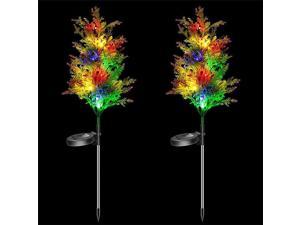 1Pair Colorful Solar Garden Lights Christmas Tree Outdoor Pathway Yard Patio Lights Decorations