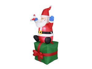 for Yard Holiday Indoor and Outdoor Use Santa Claus Outdoor Decoration Blow Up Santa Gift Box with Bright LED Christmas Decoration Christmas Inflatable Lights