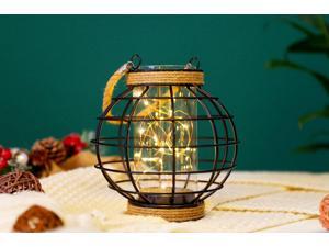 JHY DESIGN Metal Cage LED Lantern Battery Powered,7.3" Tall Cordless Accent Light with 20pcs Fairy Lights.Great for Weddings, Parties, Patio, Events for Indoors/Outdoors.