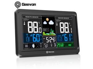 Geevon Wireless Weather Station RCC Indoor Outdoor Thermometer Table Clock With Temperature And Humidity Snooze Alarm Clock