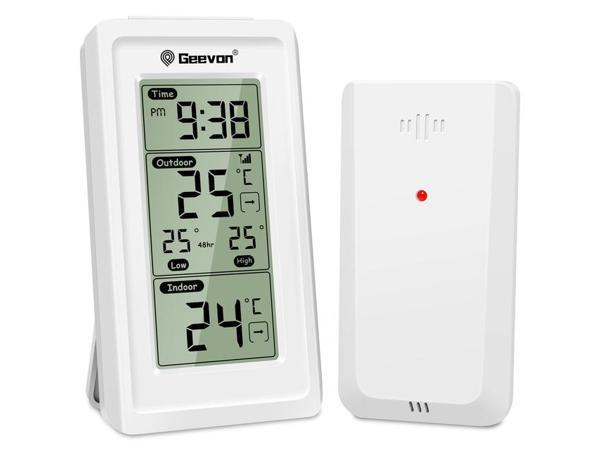 Geevon Weather Stations Wireless Indoor Outdoor Thermometer Multiple  Sensors with Atomic Clock, Large Color Display Weather Thermometer with USB  Charge, Calendar and Adjustable Backlight