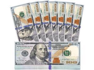 KOUKJU Movie Prop Money 100 Dollar Bills - Realistic Play Money Full Print, 100 Pcs for Movies, Music Videos, Prank Teaching and Parties