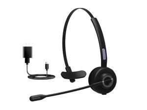 WIILGN Single Ear Wireless Cell Phone Headset, Trucker Bluetooth Headset, CVC 6.0 Noise Canceling Mic for Customer Service Chat, Office Call Center Wireless Headphone