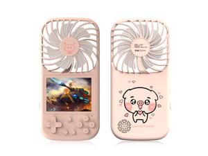 Mini Fan Handheld Game Console 500 Classic Games 3 Speed Portable Personal Travel Fan 2.8 Inch Color Display Five Languages Gameboy Office Outdoor Retro Games Player for Kids Adults