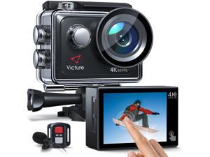 Victure AC920 4K 60FPS Action Camera, 8X Zoom, Touch Screen, Dual Microphone, Remote Control, Accessories Kit Included
