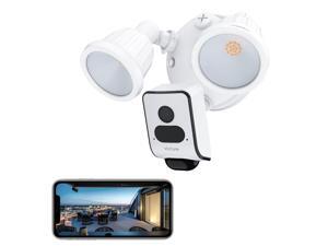 1080P Floodlight Camera , Outdoor Security Camera with Night Vision Motion-Activated and Two-Way Audio White