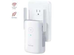 Victure WE1200 1200Mbps WiFi Booster WiFi Range Extender Repeater 2.4GHz 5Ghz,WPS&One-Click Setting, Fast Ethernet Port, AP Mode to Provide a Stable Network for Online Working