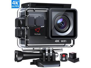 Victure AC800 4K 24FPS Action Camera with 4X Zoom, Dual Batteries with Charger, 20MP Sports Camcorderl, Upgraded EIS