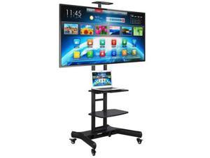 Easyfashion Adjustable 3 Tier Mobile TV Stand TV Cart for Flat Panel TVs up to 75'', Black