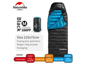 Naturehike CW400 Envelope Type White Goose Down sleeping bag Winter Warm Sleeping Bags NH18C400-D CWZ400 + M Black