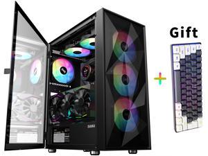 SAMA 3509 ATX Gaming Computer Case Mid Tower Tempered Glass w/ 4 ...