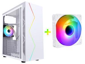 SAMA LTT9 MicroATXITX Gaming Computer Case ABS Panel RGB Light Strip Front Panel PC Case and 1RGB Fans White Support 120 Cooler