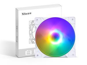 SAMA INFW FRGB 120MM White Case Fan Fixed Rainbow Infinity Mirror 12cm ARGB Fan With IDE Interface ,PWM Speed Control,High Airflow Quiet Edition LED Case Fan for PC Cases