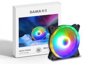 SAMA SF410 120mm High Airflow Quiet Edition Balck LED Case Fan,  High-Performance  LP4 Adapter-Hydraulic Bearing Computer Case Fan,4PIN PWM Interface
