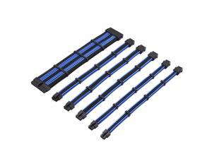 SAMA 24PIN 4+4pin×1 6+2pin ×2 Extension Cable Male To Female Power Supply Sleeved Cable Extension Kit Blue