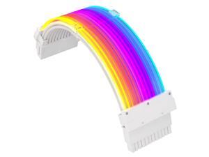 SAMA 24PIN RGB Extension Cable ATX Power Supply Sleeved Synchronized PSU Extension Kit White