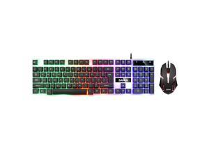 SAMA GT710 Mechanical Feel Gaming Keyboard and Mouse Combo Mixed color luminescence Wired Mouse 4-color Black