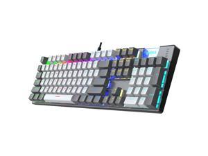 SAMA KW2000  RGB Gaming Mechanical USB Wired Keyboard Metal panel  20 Rainbow Glow Modes Fashion Double Key Cap Characters Are Durable Grey