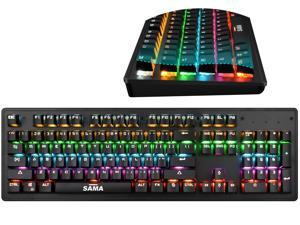 SAMA GK1030 Gaming Mechanical Keyboard ARGB USB Wired Computer Keyboard 26-Key Anti-Ghosting Multi-Group LED Light Effect Blcak