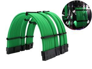 SAMA 24PIN 4+4pin×1 6+2pin ×2 Extension Cable Male To Female Power Supply Sleeved Cable Extension Kit Green