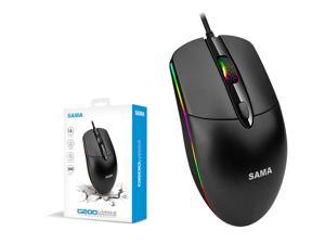 SAMA G200 USB ABS RGB Office Mouse 7-color Cool Light Effect Game-grade Chip Ergonomic Grip Black
