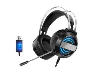 SAMA Q9 71USB Wired Headsets Stereo Gaming Headset Haptic Bass with Microphone PU leather earbuds material Headphones for PCPS4XBOX OneNS Black