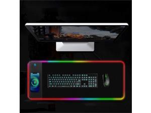 SAMA Wireless Charging RGB Mouse Pad Gaming LED Mouse Mat 800x300x4MM 14 Light Modes NonSlip Rubber Base Computer Keyboard Mat for iPhone Samsung and Qienabled Devices