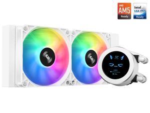 SAMA 240mm ARGB CPU Liquid Cooler With LCD Screen Temperature Display and Video Playback 240AIO PC Cooling System Water Cooler for AMDIntel White