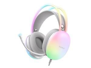 SAMA Wired Headset AJ08 RGB USB Gaming Headphone with 71 Surround Sound 360 omnidirectional Noisecancelling microphone White