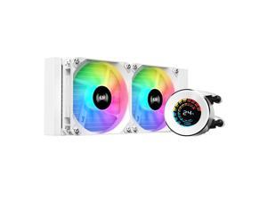 SAMA 240mm CPU Water Cooler With LCD Temperature Display ARGB 240 AIO Allinone PC Liquid Cooler PWM Fans for AMDIntel ATXMATX Case Cooling System White